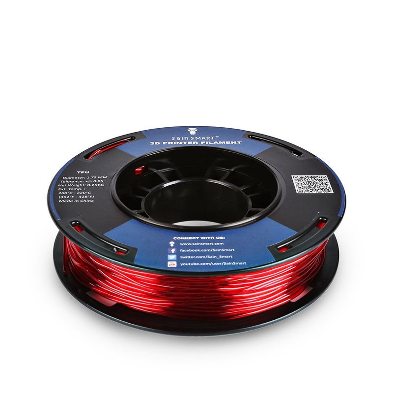 SainSmart ساينسمارت - TPU-RED-0.25KG1.75 ساينسمارت 1.75 مم 250 جرام خيوط طباعة ثلاثية الأبعاد مرنة TPU، دقة الأبعاد +/- 0.05 مم (أحمر) - Image 2